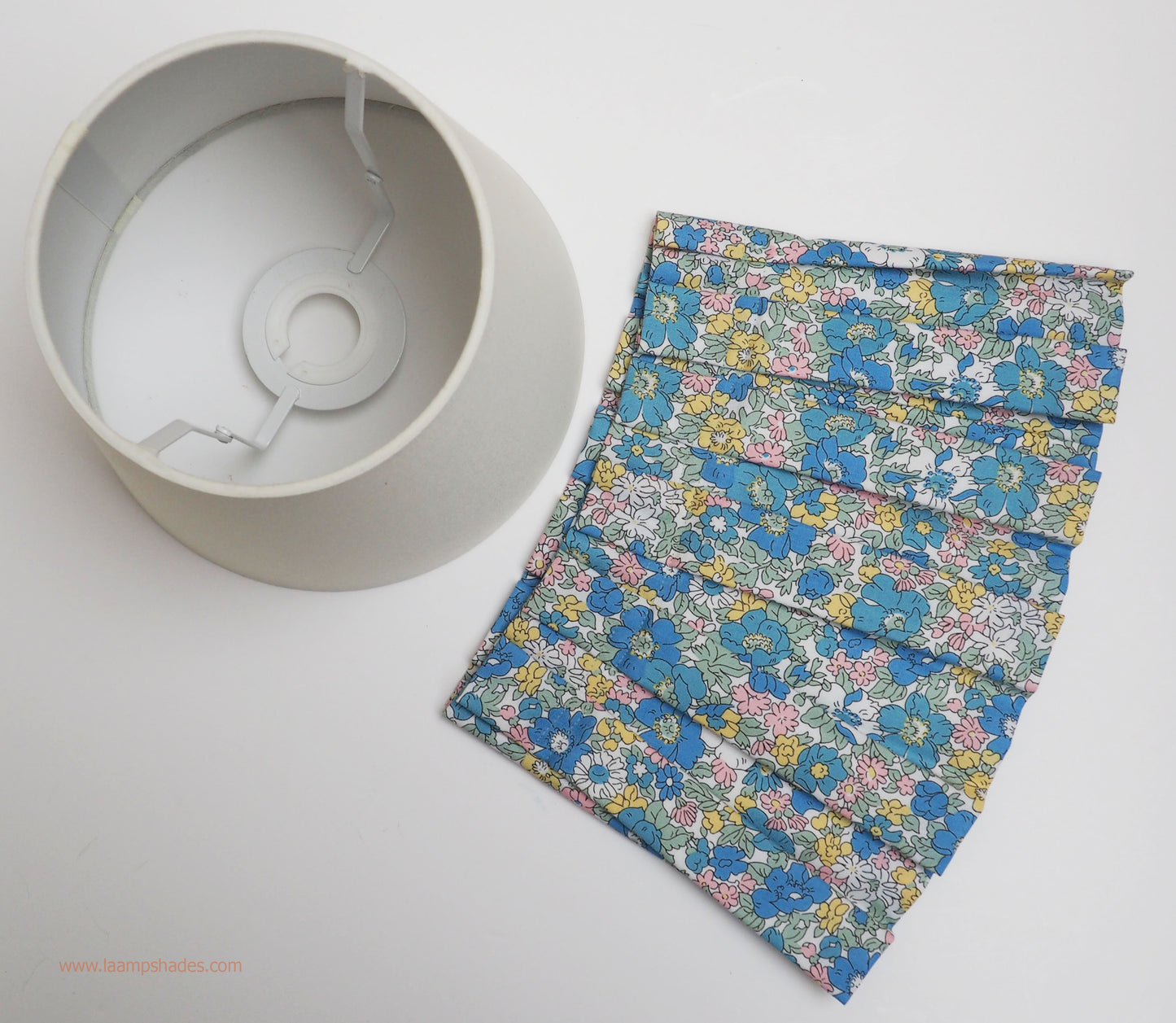 Box pleat Liberty blue cosmos lampshade