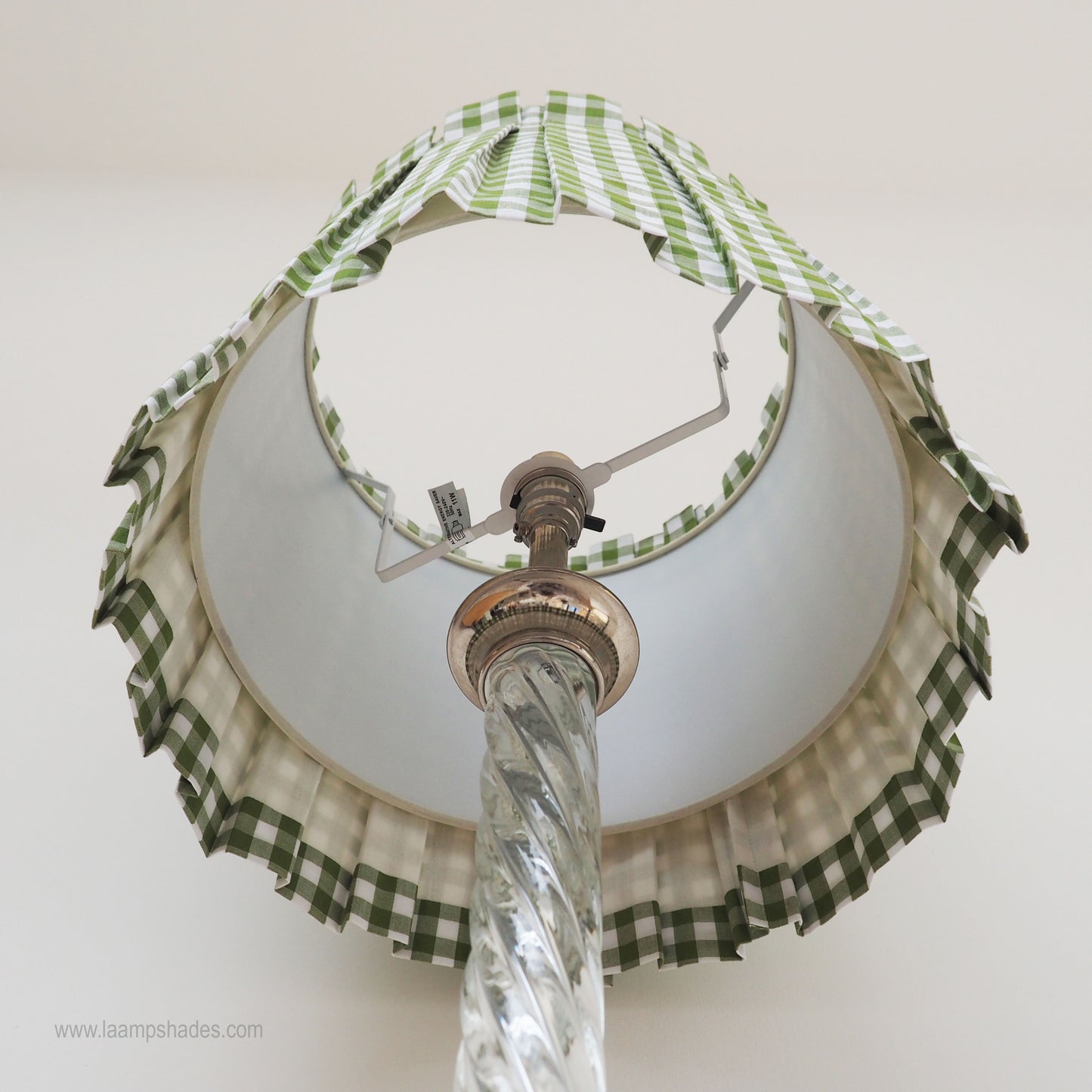 LARGE box pleat green gingham fabric lampshade