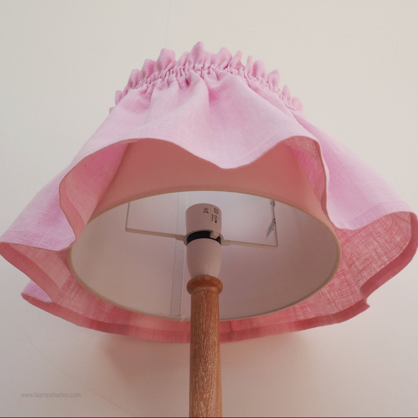 MEDIUM scrunchie 100% pink linen fabric loose lampshade cover