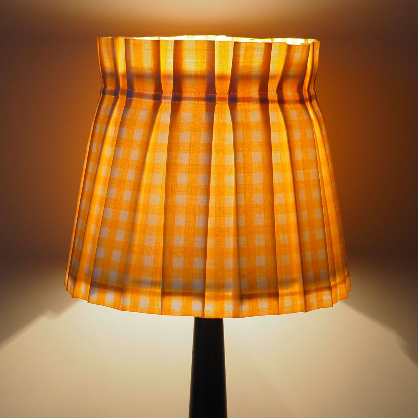 MEDIUM box pleat yellow gingham fabric lampshade