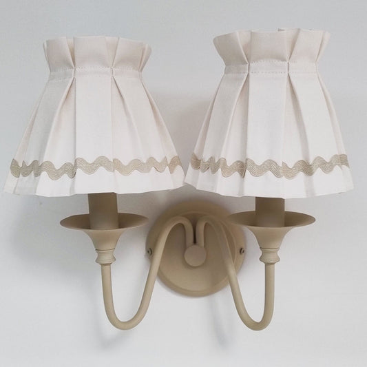 Candle clip box pleat beige ric rac trim loose lampshade