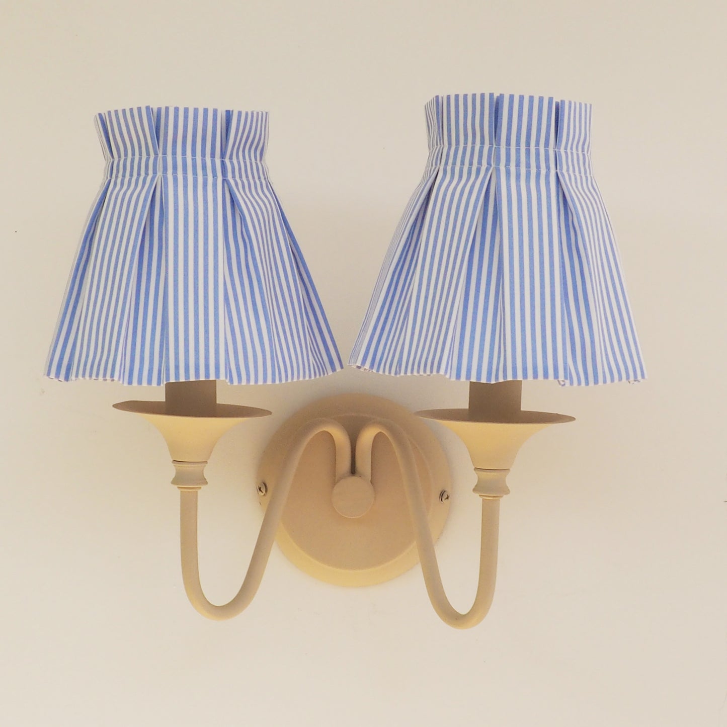 Candle clip box pleat blue and white candy stripe fabric loose lampshade