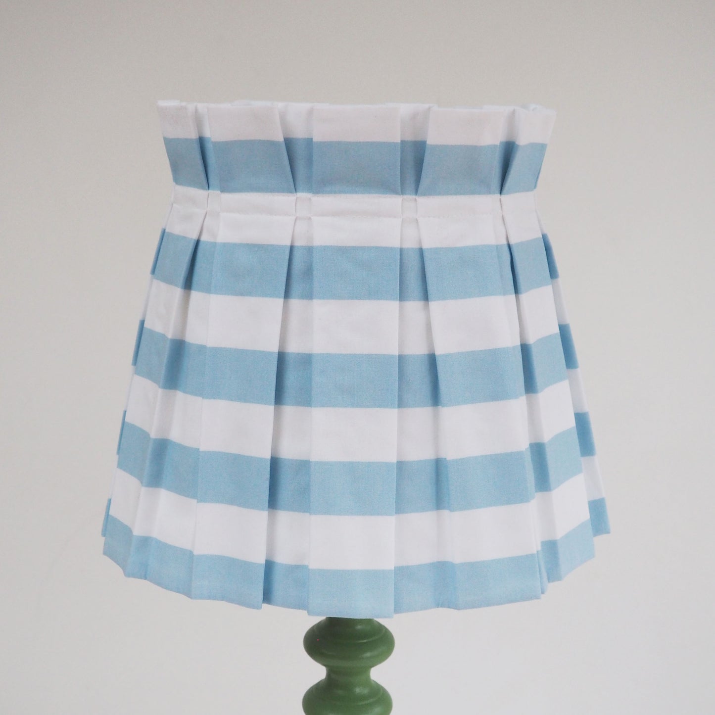 MEDIUM box sky blue and white stripe fabric lampshade