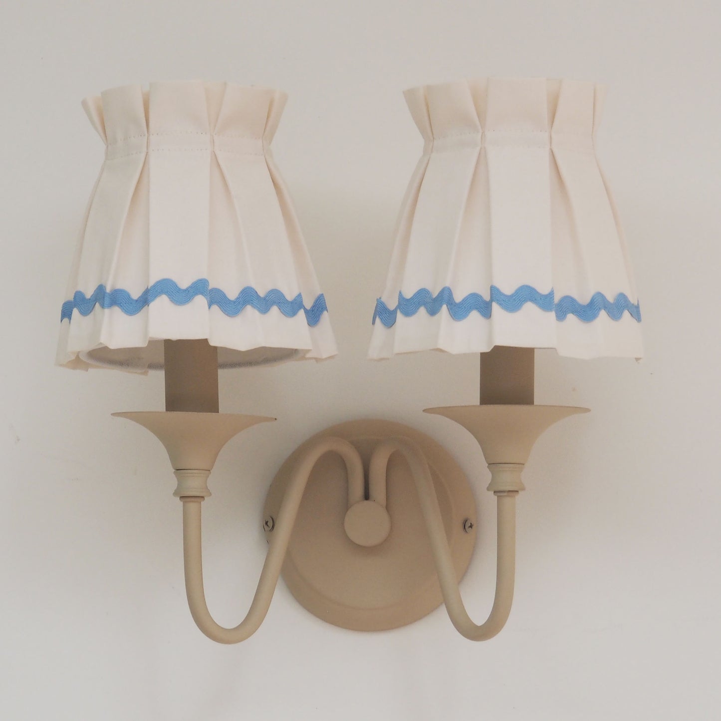 Candle clip box pleat blue ric rac trim loose lampshade