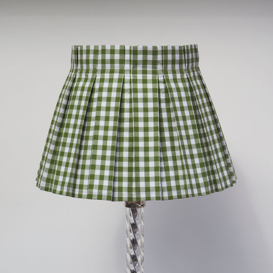 LARGE box pleat green gingham fabric lampshade