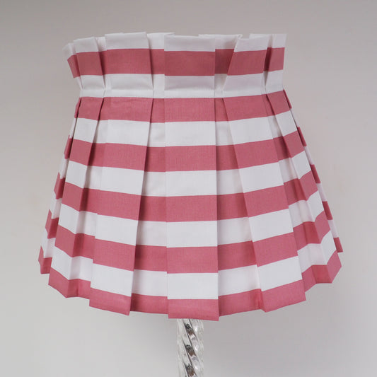 LARGE box pleat rose pink and white stripe fabric lampshade