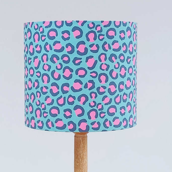 Leopard Print - turquoise & pink 20cm lampshade - sample