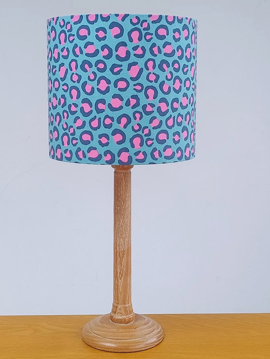 Leopard Print - turquoise & pink 20cm lampshade - sample