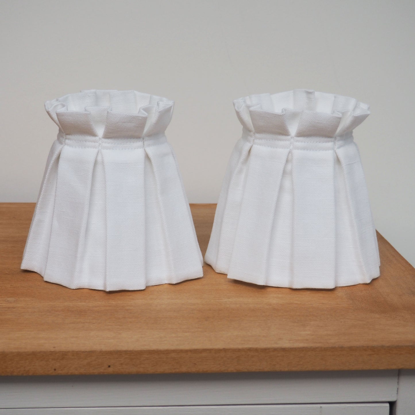Candle clip box pleat 100% white linen fabric loose lampshade