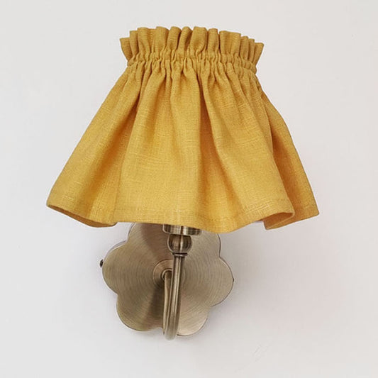 Candle clip scrunchie 100% linen mustard yellow fabric loose lampshade cover