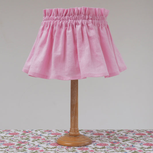 MEDIUM scrunchie 100% pink linen fabric loose lampshade cover