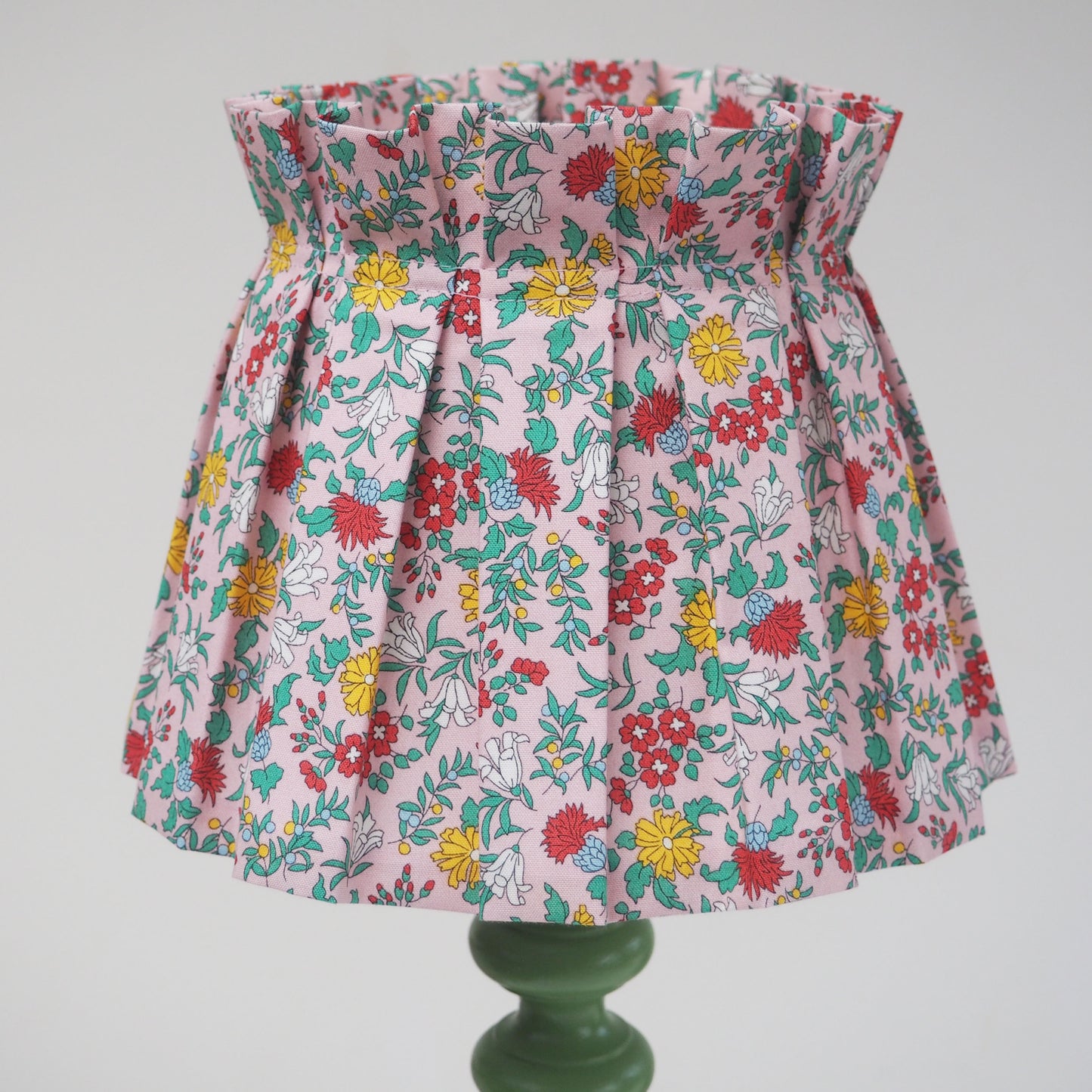 Box pleat Liberty pink Nature's garden fabric lampshade