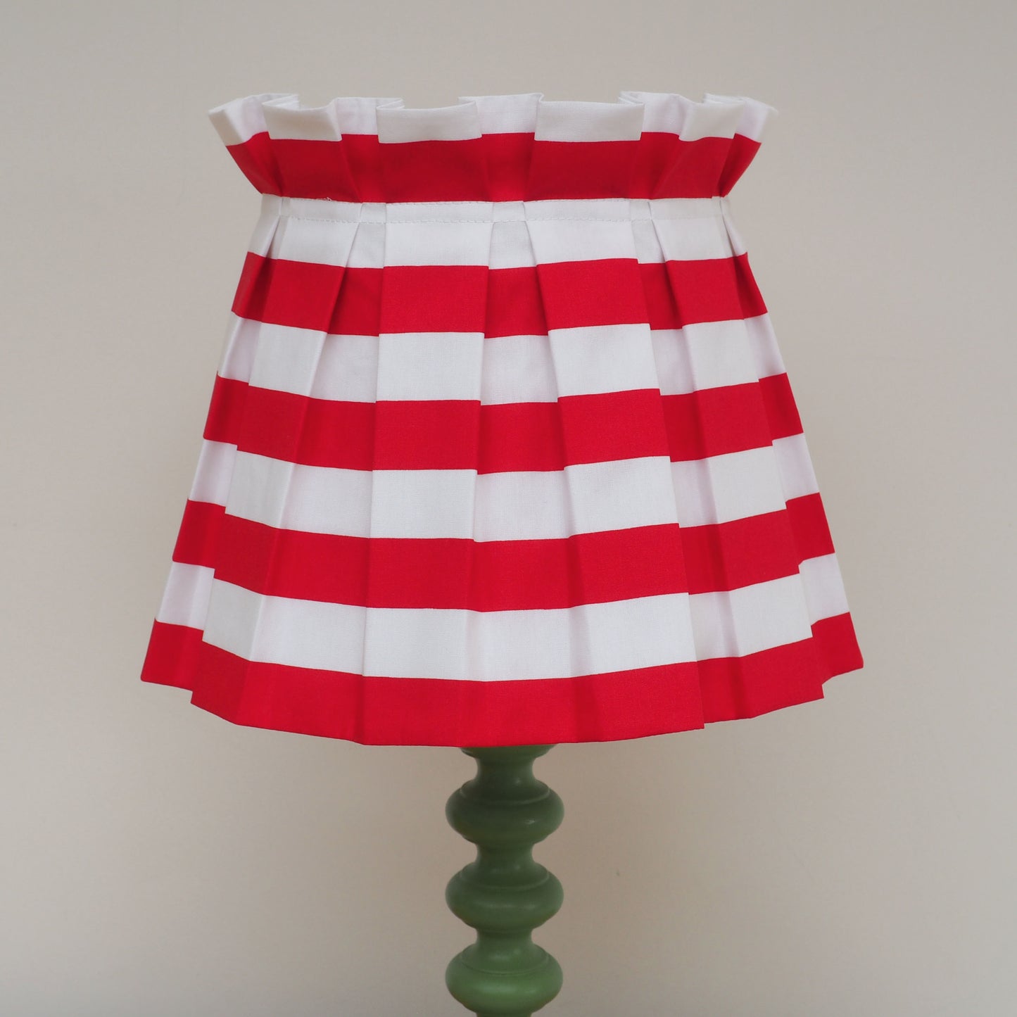 MEDIUM box red and white stripe fabric lampshade