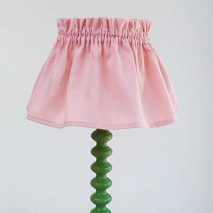MEDIUM scrunchie 100% rose pink linen loose lampshade cover