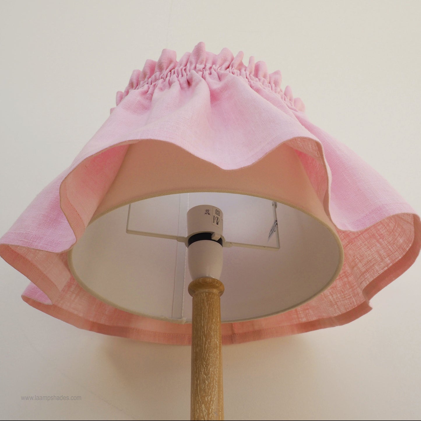 MEDIUM scrunchie 100% rose pink linen loose lampshade cover