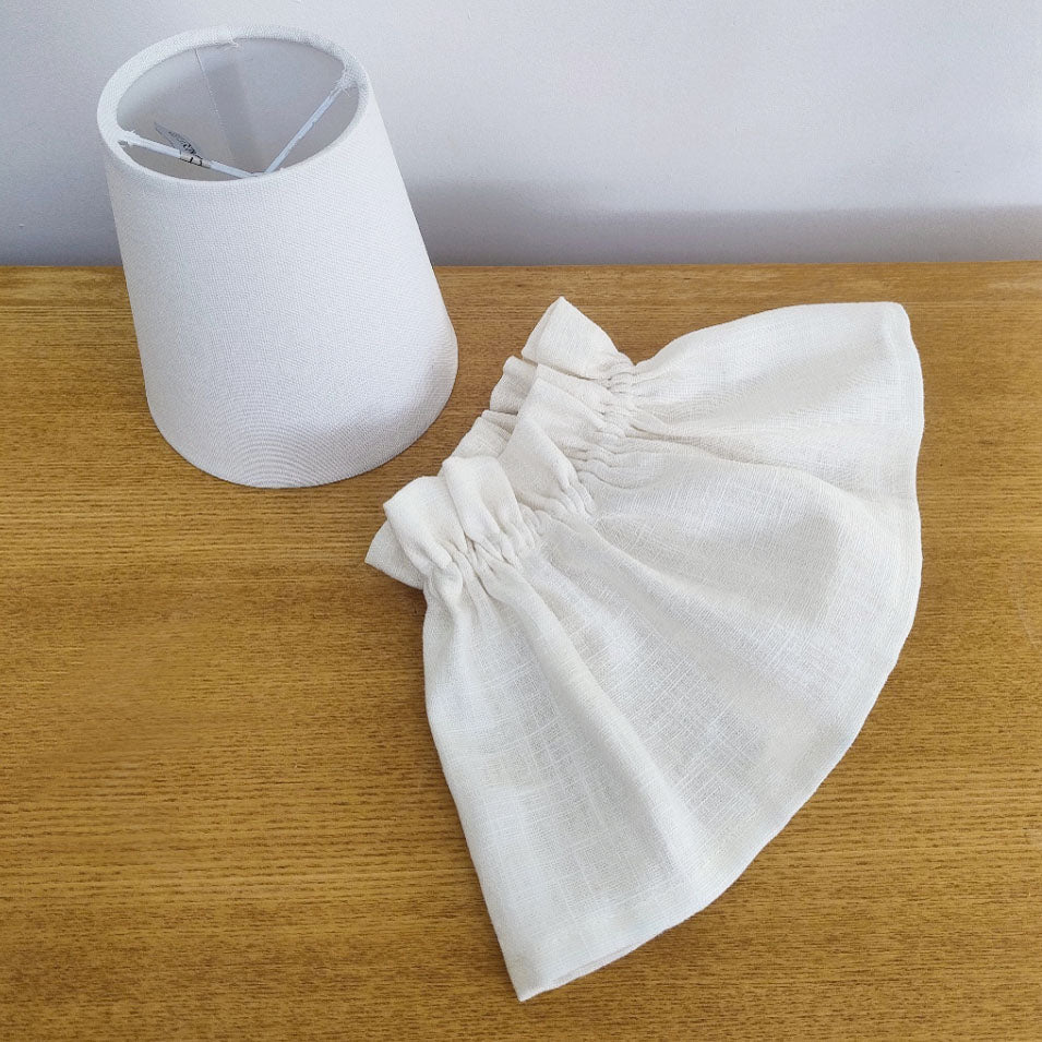 Candle clip scrunchie 100% linen ivory fabric loose lampshade cover