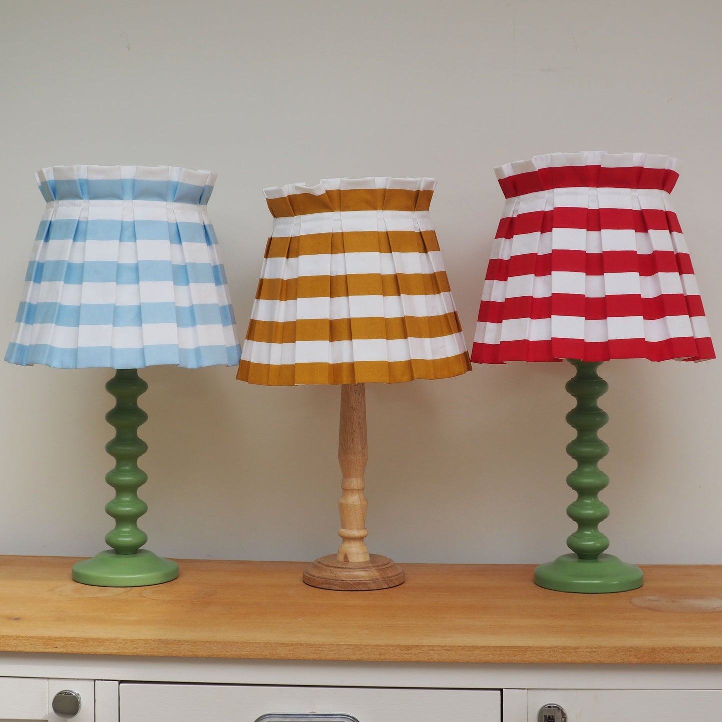 MEDIUM box red and white stripe fabric lampshade