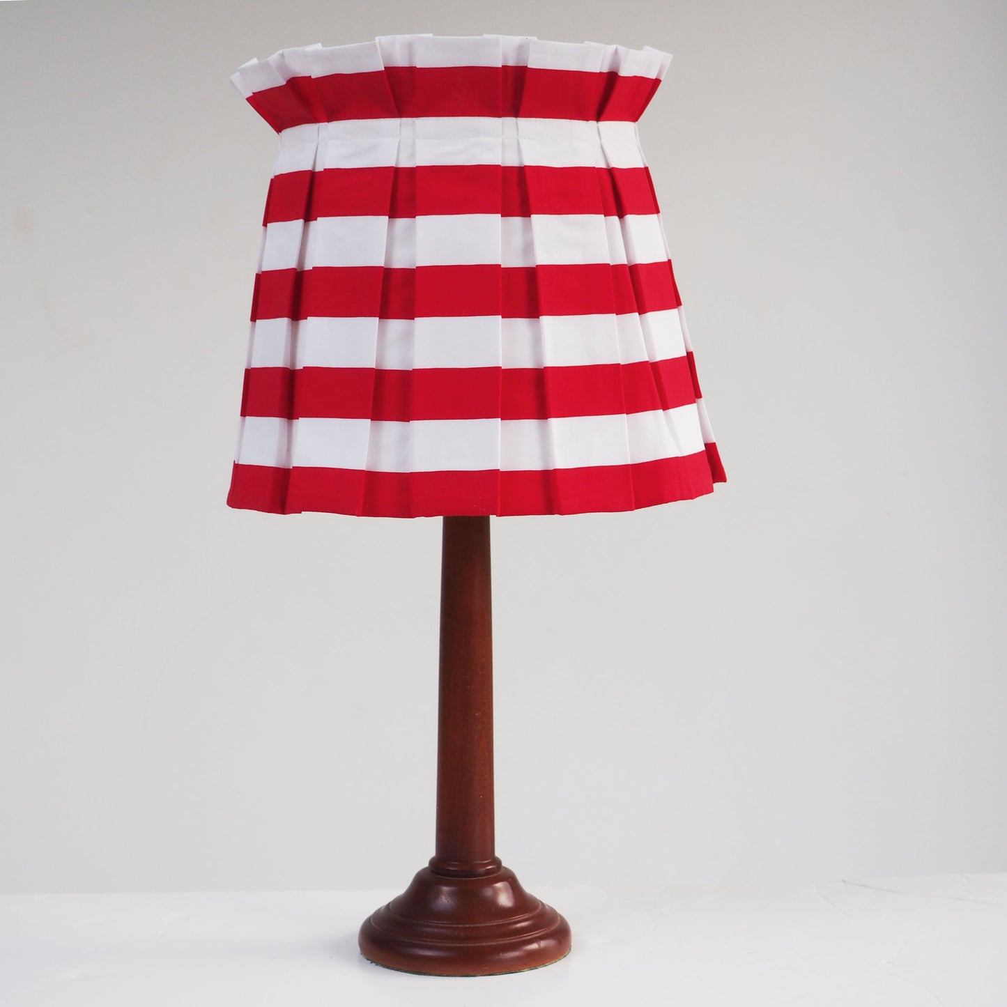 MEDIUM box red and white stripe fabric lampshade