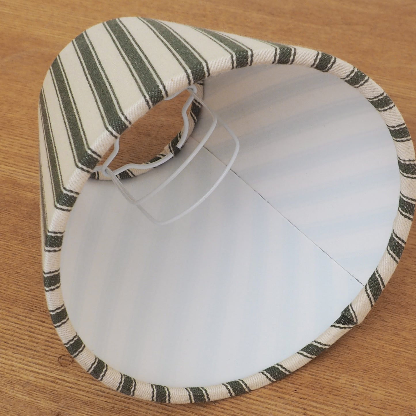 Candle clip olive green ticking lampshade