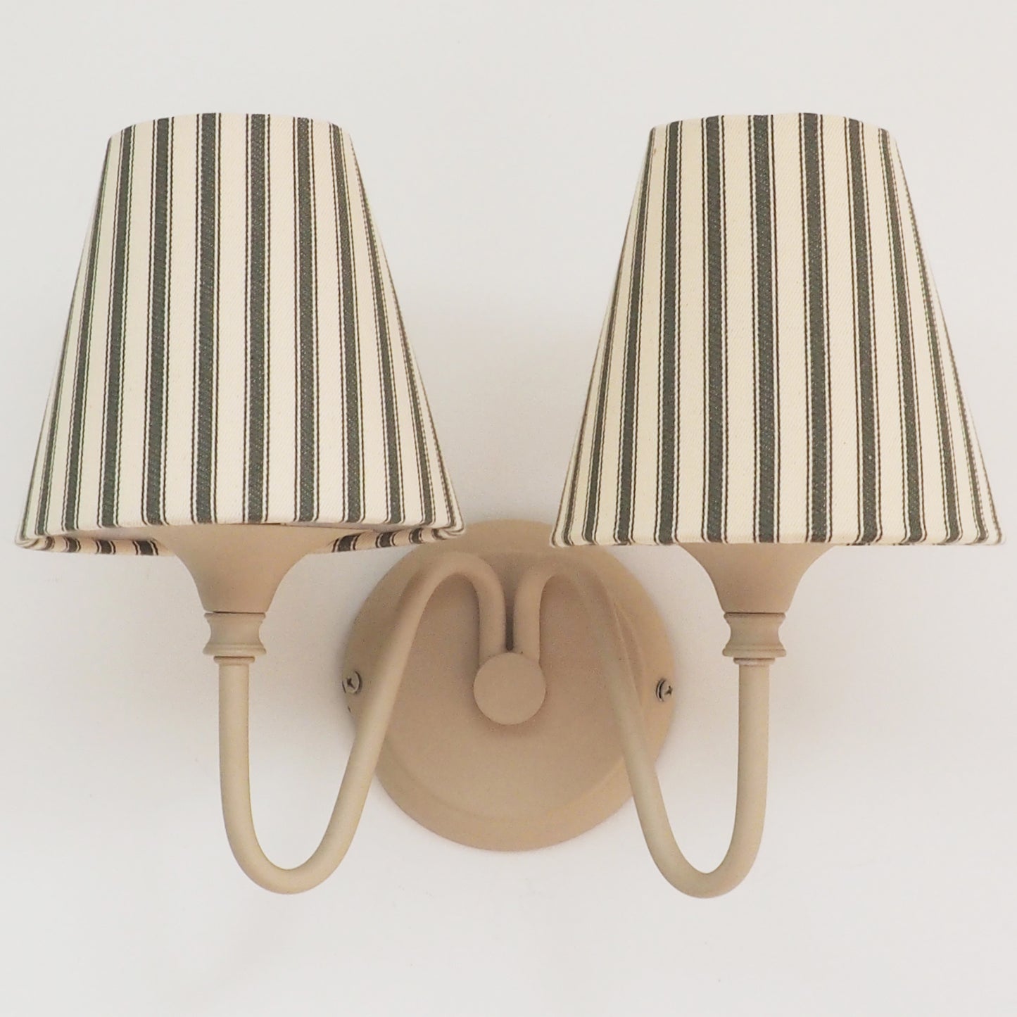 Candle clip olive green ticking lampshade