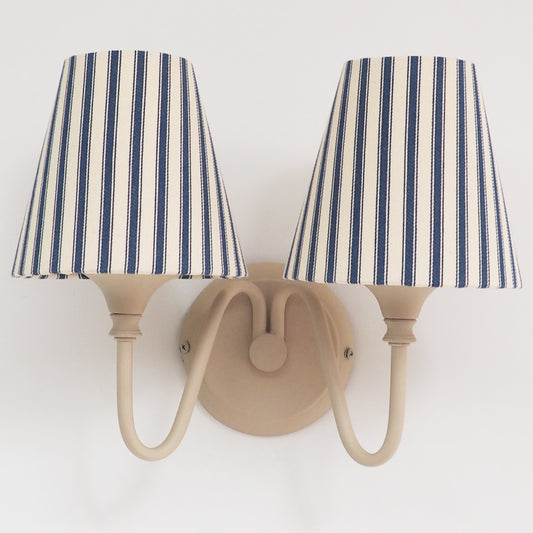 Candle clip denim blue ticking lampshade