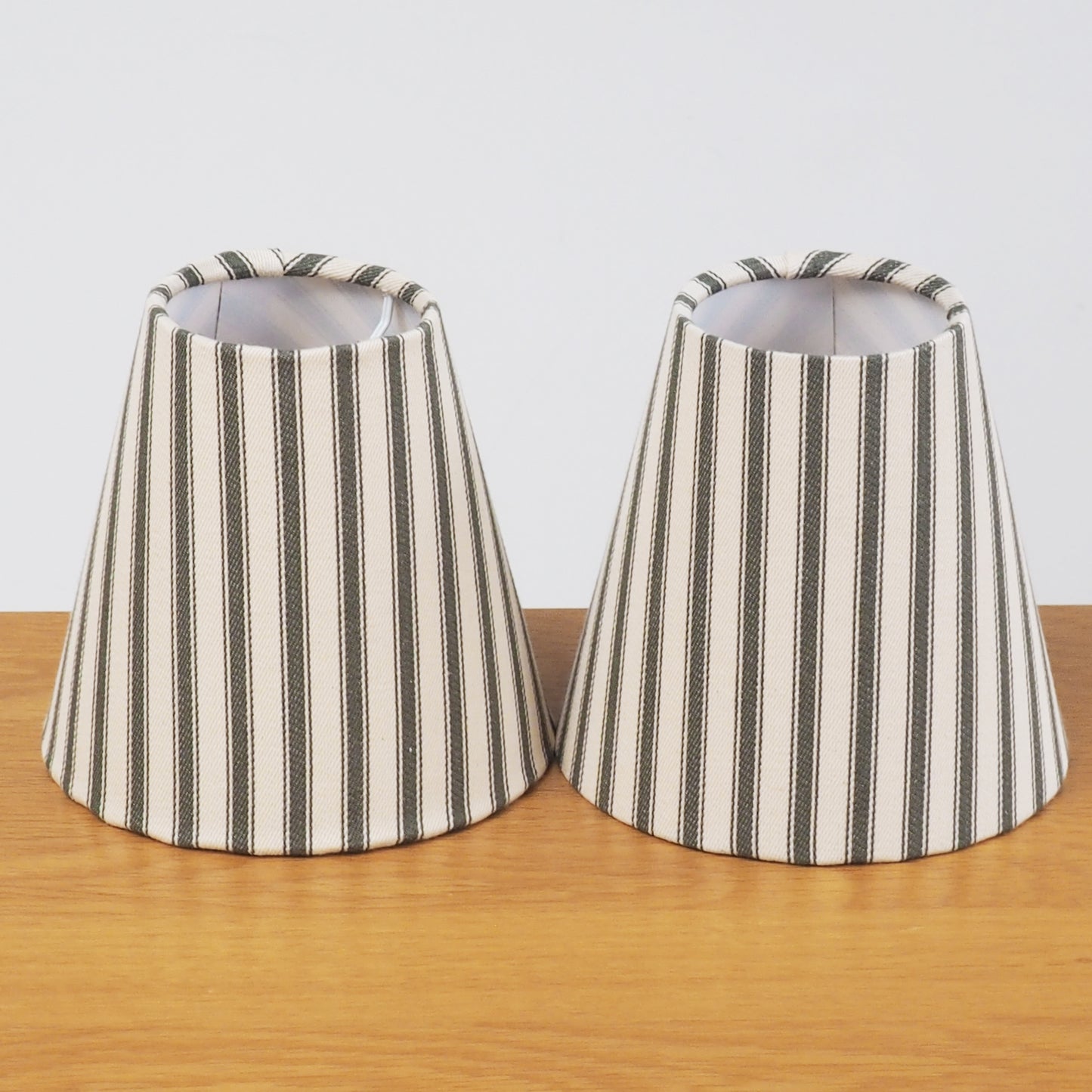 Candle clip olive green ticking lampshade