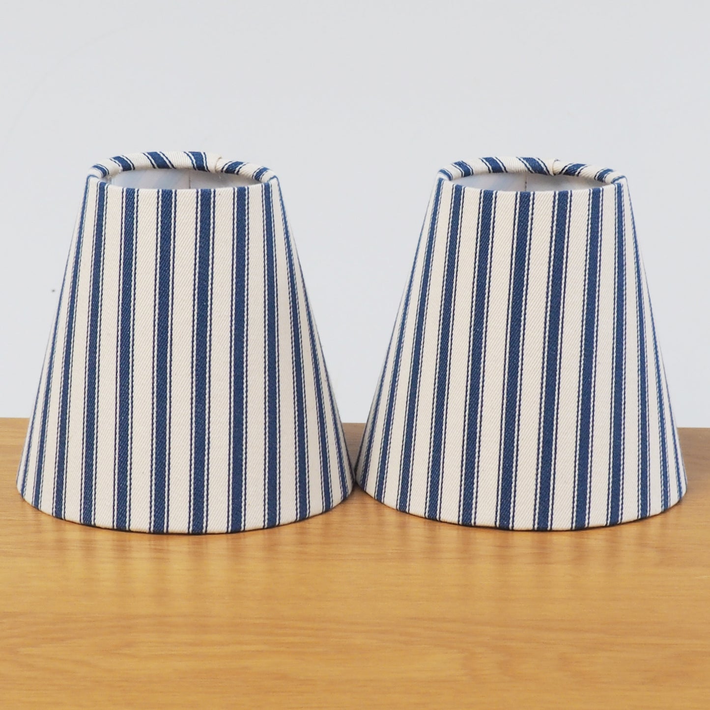 Candle clip denim blue ticking lampshade