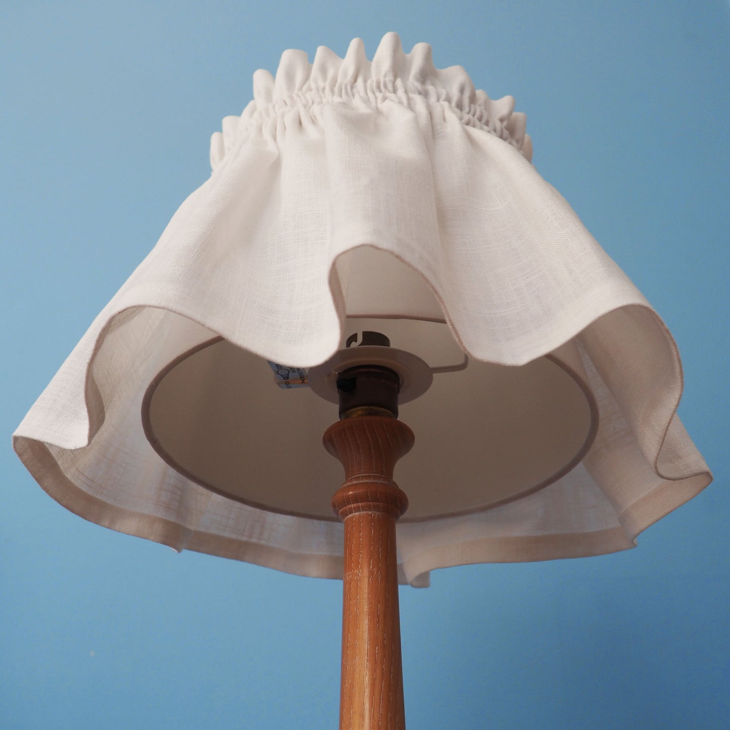 MEDIUM scrunchie 100% linen white fabric loose lampshade cover