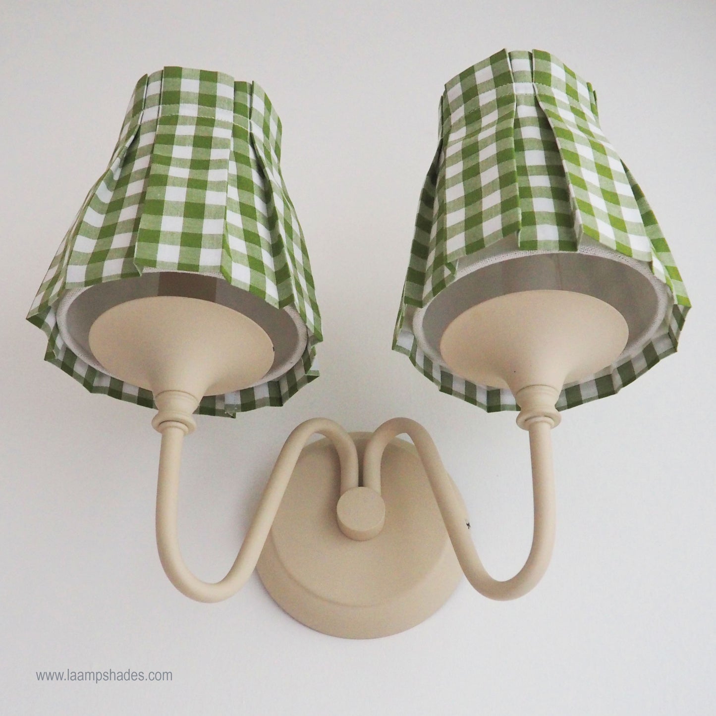 Candle clip box pleat green gingham fabric loose lampshade