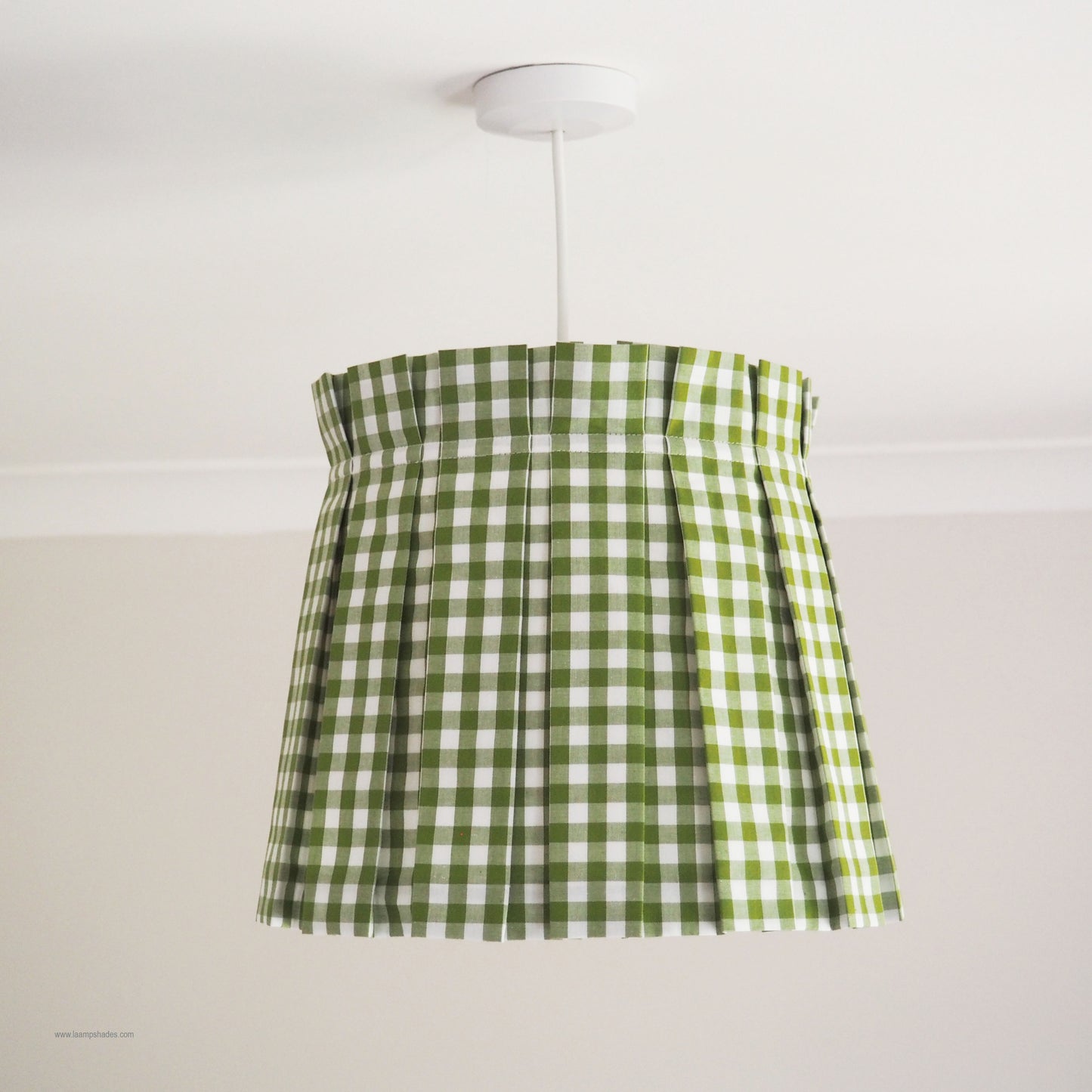 LARGE box pleat green gingham fabric lampshade