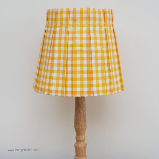 MEDIUM box pleat yellow gingham fabric lampshade