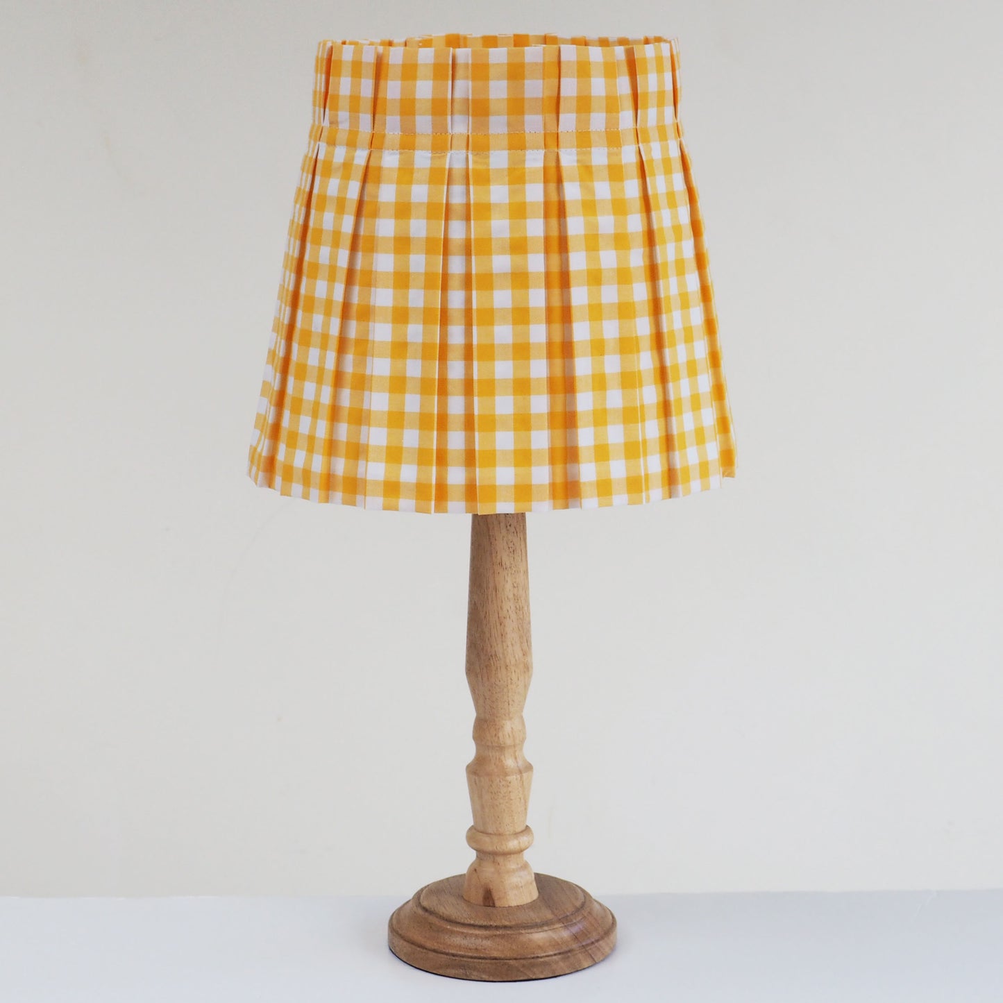 MEDIUM box pleat yellow gingham fabric lampshade